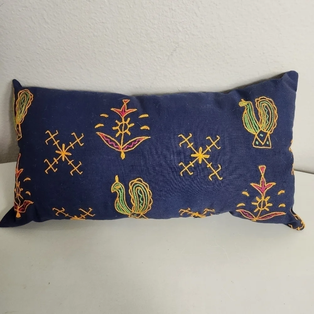 Handcrafted Boho Embroidered Repurposed Fabric Set of Pillows